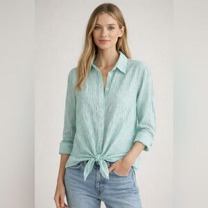 Chico's Linen Non Iron Shirt Women’s Sz 1